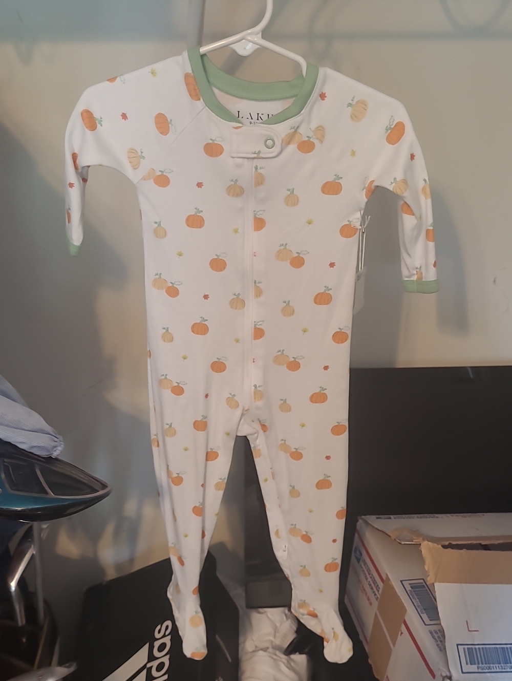 Kids Pumpkin Print One-Piece - White with Orange Pumpkins